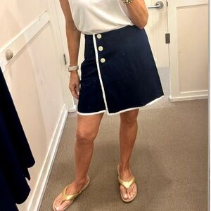 Loft Linen Wrap mini skirt with buttons